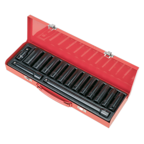 Impact Socket Set 15pc 1/2"Sq Drive Deep Metric - AK5815M - Farming Parts