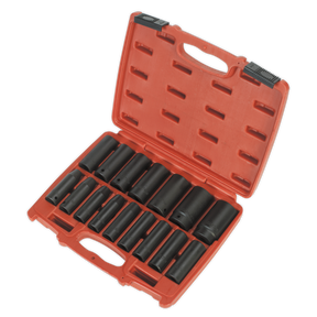 Impact Socket Set 16pc 1/2"Sq Drive Deep Metric - AK5816M - Farming Parts