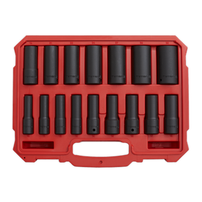 Impact Socket Set 16pc 1/2"Sq Drive Deep Lock-On™ 6pt Metric - AK5817M - Farming Parts