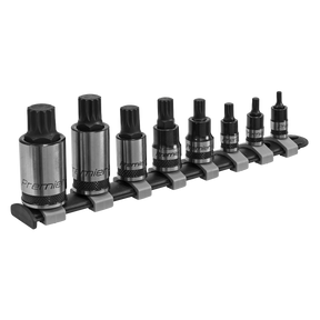 Spline Socket Bit Set 8pc 1/4", 3/8" & 1/2"Sq Drive Black Series - AK6214B - Farming Parts
