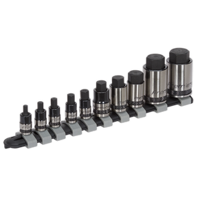 Hex Socket Bit Set 10pc Stubby 1/4", 3/8" & 1/2"Sq Drive Black Series - AK6229B - Farming Parts