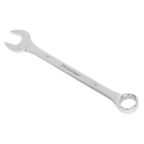 A silver combination spanner with open-end and box-end sides, marked with "32" and the brand name "Sealey" in the center of the handle. Made from durable Chrome Vanadium steel, this Combination Spanner Super Jumbo 32mm - AK6324321 is ideal for both agricultural and industrial use.