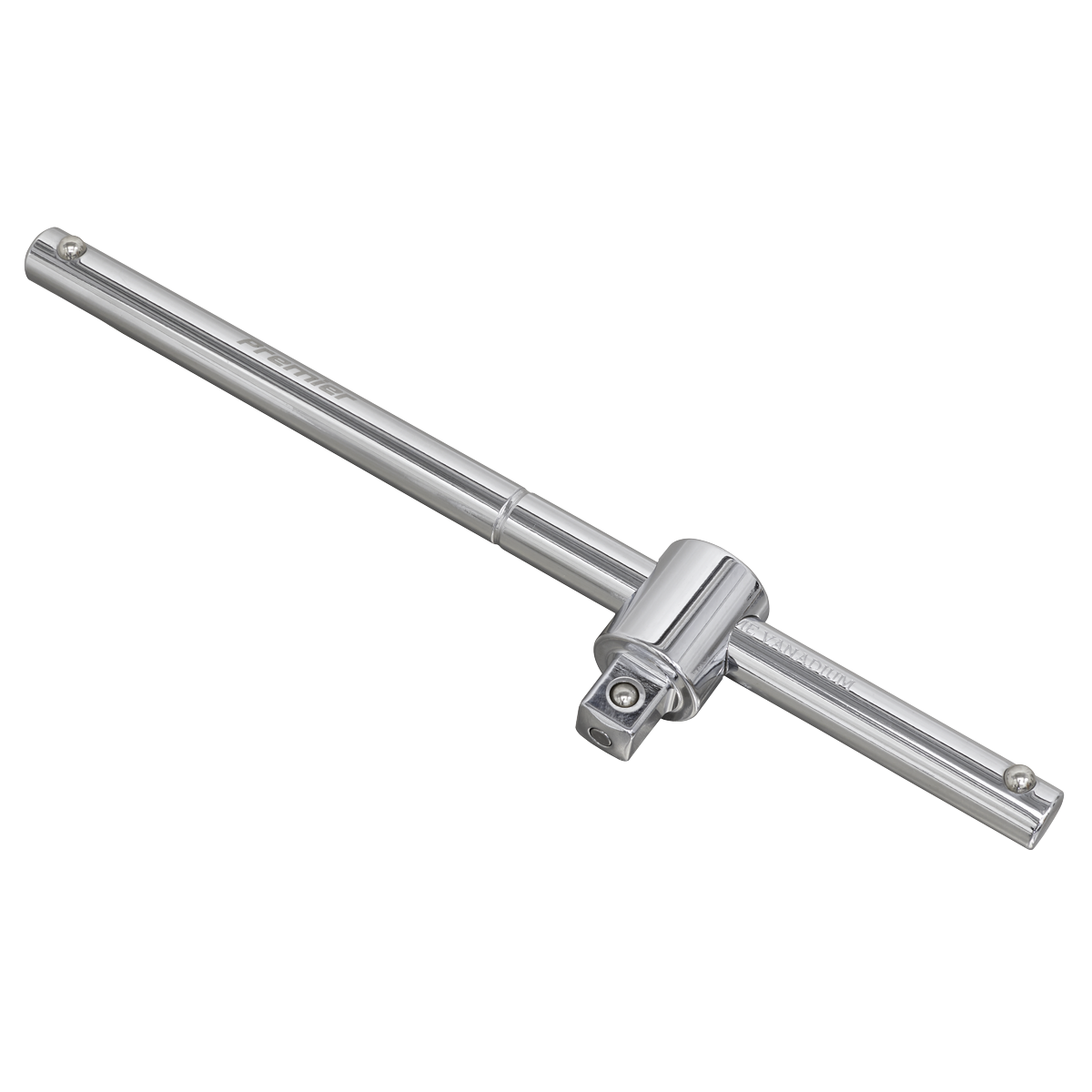 The Sealey Locking Sliding T-Bar 250mm 1/2"Sq Drive - AK6378 features a metal sliding T-handle socket wrench with an adjustable handle, locking T-bar, and a square drive socket crafted from durable Chrome Vanadium.