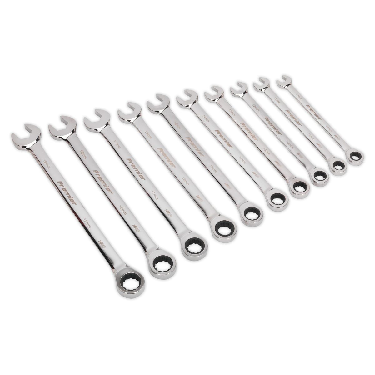 Combination Ratchet Spanner Set 10pc Extra-Long Metric - AK63914 - Farming Parts