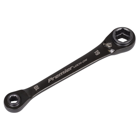 Premier Black 4-in-1 Reversible Lock-On™ Ratchet Ring Spanner - SE-AK63923
