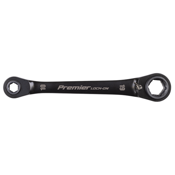 Premier Black 4-in-1 Reversible Lock-On™ Ratchet Ring Spanner - SE-AK63923