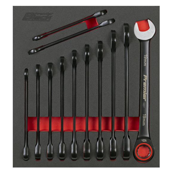 Premier Black Combination Ratchet Spanner Set 12pc - SE-AK63940B
