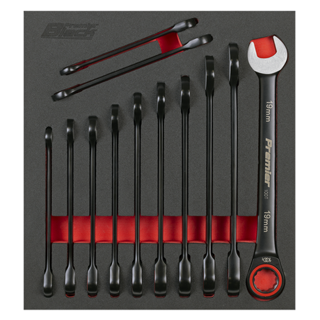 Premier Black Combination Ratchet Spanner Set 12pc - SE-AK63940B