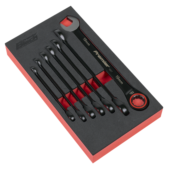 Premier Black Combination Ratchet Spanner Set 7pc - SE-AK63941B