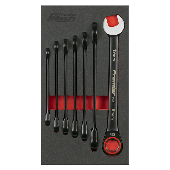 Premier Black Combination Ratchet Spanner Set 7pc - SE-AK63941B