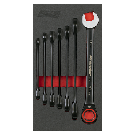 Premier Black Combination Ratchet Spanner Set 7pc - SE-AK63941B