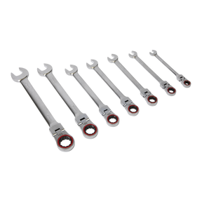 Flexi-Head Ratchet Combination Spanner Set 7pc Metric Platinum Series - AK63943 - Farming Parts
