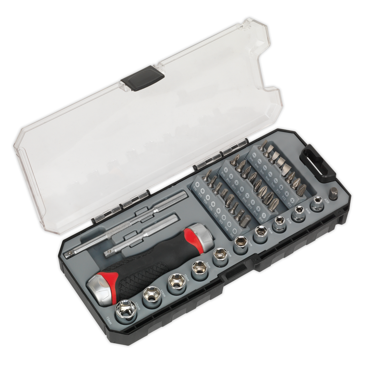 Fine Tooth Ratchet Screwdriver Socket & Bit Set 38pc - AK64905 - Farming Parts