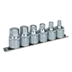 Hex Socket Bit Set with Rail 6pc Stubby 1/2"Sq Drive Metric - AK6561 - Farming Parts