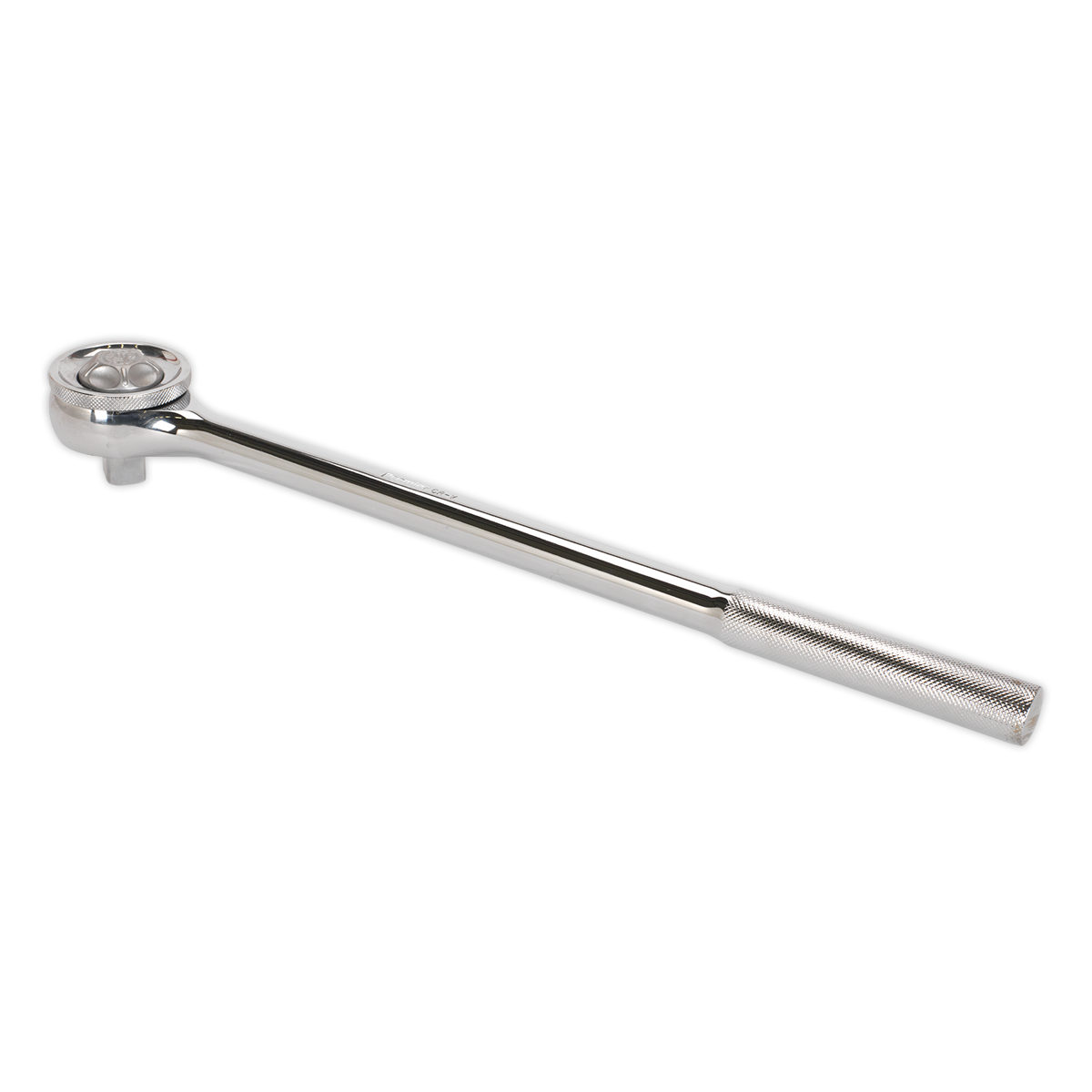 The Sealey Ratchet Wrench 3/4" Sq Drive Twist-Reverse (AK6692) features a long handle and a textured grip, crafted from durable Chrome Vanadium steel. As part of the Premier Hand Tools collection, it is backed by a lifetime guarantee.