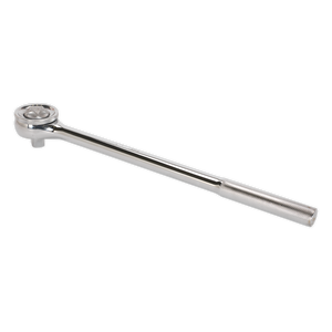 The Sealey Ratchet Wrench 3/4" Sq Drive Twist-Reverse (AK6692) features a long handle and a textured grip, crafted from durable Chrome Vanadium steel. As part of the Premier Hand Tools collection, it is backed by a lifetime guarantee.