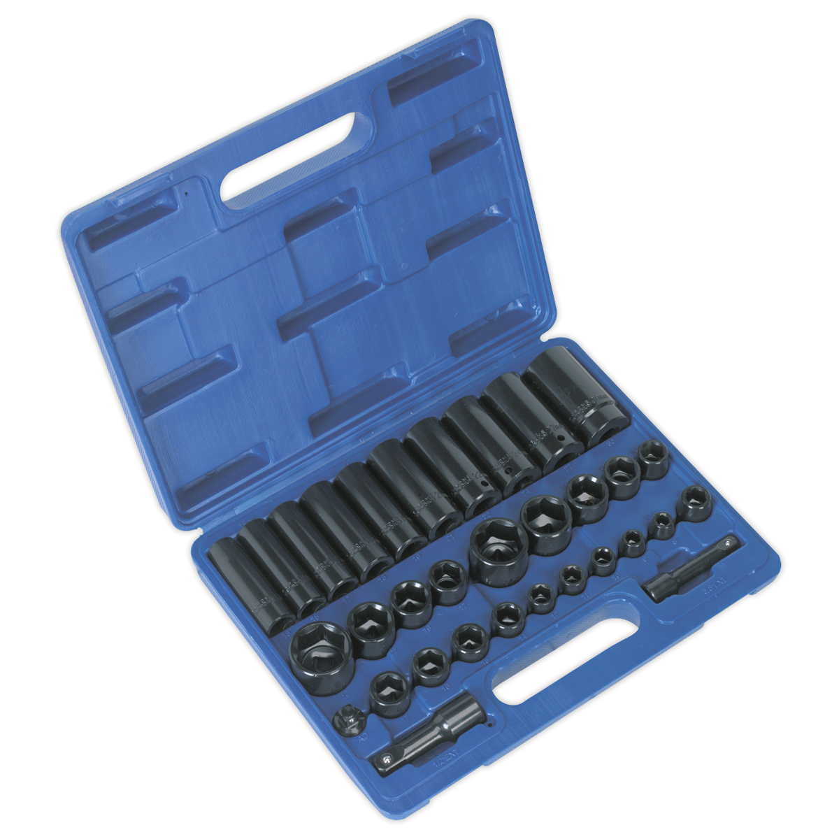 Impact Socket Set 32pc Standard/Deep 3/8" & 1/2"Sq Drive Metric/Imperial - AK681 - Farming Parts