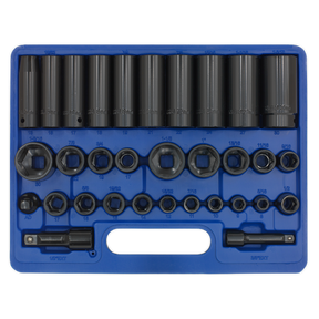 Impact Socket Set 32pc Standard/Deep 3/8" & 1/2"Sq Drive Metric/Imperial - AK681 - Farming Parts