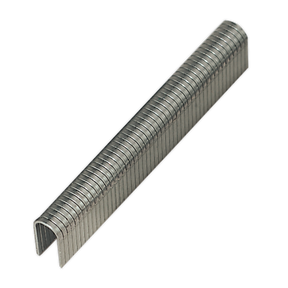 A close-up view of a stack of Hoops 12mm staples, perfectly suited for use in a 500pc box and compatible with Sealey's AK7061/6 packing clips.