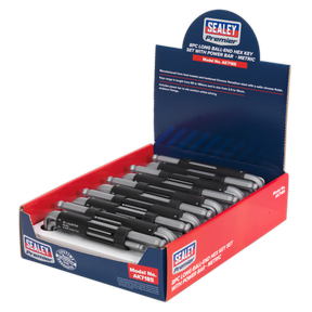 Ball-End Hex Key Set with Power Bar 8pc Long Display Box of 10 - AK7185 - Farming Parts