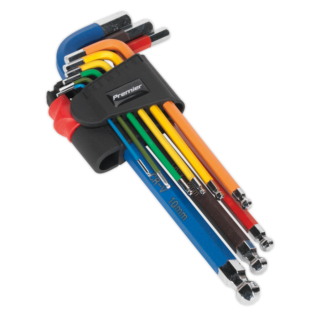 Ball-End Hex Key Set 9pc Colour-Coded Long Metric - AK7190 - Farming Parts