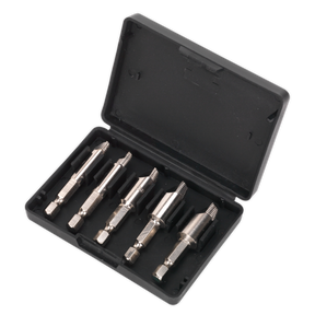 A sturdy storage case from Sealey, containing the HSS Screw Extractor Set 5pc - AK7228, designed to handle various screw sizes.