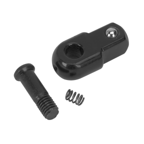 A black metal clevis pin assembly from Sealey, ideal for daily professional use, consisting of a clevis, screw pin, and small spring arranged separately. Product Name: Knuckle 1/2"Sq Drive for AK7301.V2 - AK7301RK.
