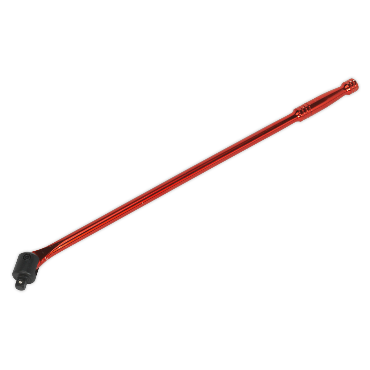 The Sealey Breaker Bar 600mm 1/2"Sq Drive Red - AK730R features a long, red handle with a black head and is crafted from durable Chrome Vanadium steel, making it perfect for loosening tight bolts in professional settings.