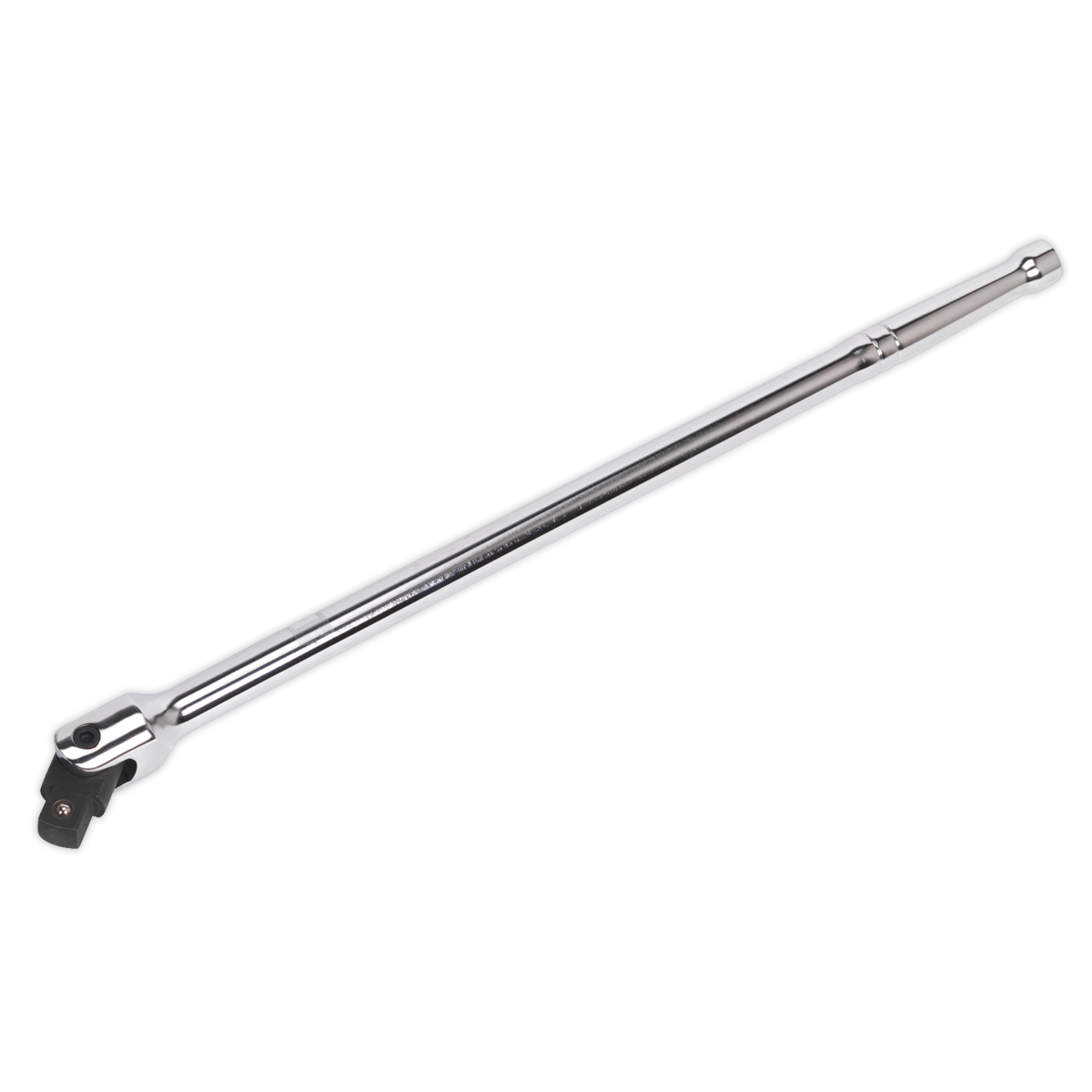 A Sealey Breaker Bar 600mm 3/4"Sq Drive (AK731) is crafted from chrome-plated Chrome Vanadium steel, featuring a swivel head and an extended handle for enhanced leverage, all backed by a lifetime guarantee.