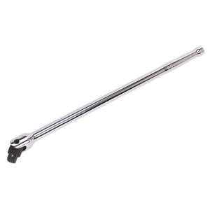 A Sealey Breaker Bar 600mm 3/4"Sq Drive (AK731) is crafted from chrome-plated Chrome Vanadium steel, featuring a swivel head and an extended handle for enhanced leverage, all backed by a lifetime guarantee.