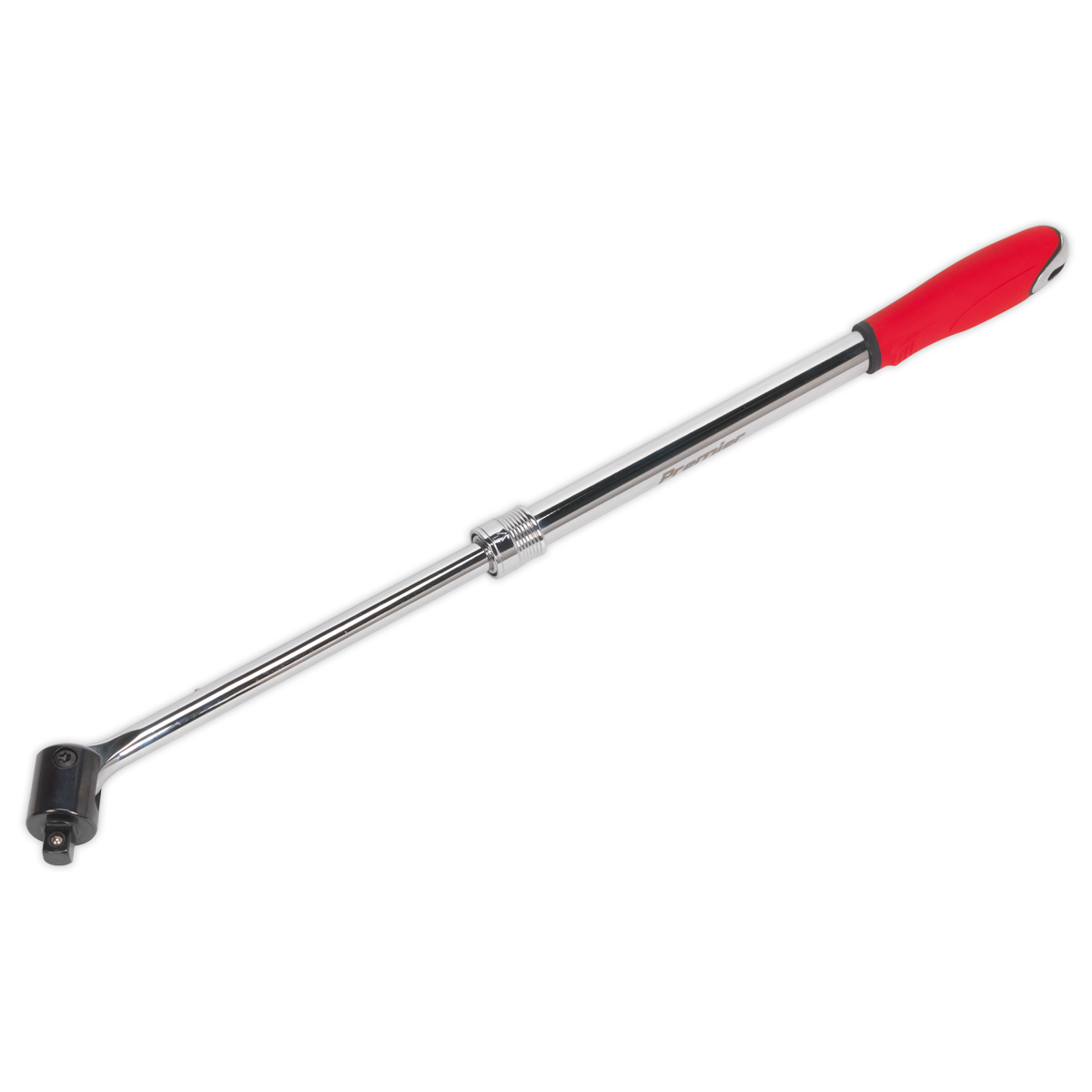 A Sealey Breaker Bar Extendable 1/2"Sq Drive - AK7315, made from durable Chrome Vanadium steel, featuring a red and black soft grip handle.