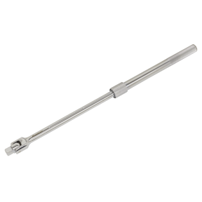 A Sealey Breaker Bar Extendable 3/4"Sq Drive 540-800mm - AK7318, featuring a silver Chrome Vanadium steel construction, a knurled handle, and a pivoting socket head at one end, with a lifetime guarantee from Premier Hand Tools.