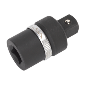 A black ratchet adaptor with a cylindrical shape and a metallic ring in the middle, the Sealey Ratchet Adaptor 3/4"Sq Drive - AK7371 is meticulously designed for fitting sockets onto a drive tool, epitomizing Sealey's commitment to quality and corrosion resistance.
