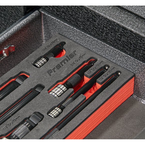 Premier Black Wobble/Rigid Extension Bar Set 1/4", 3/8" & 1/2"Sq Drive 9pc - Premier Black - SE-AK7693