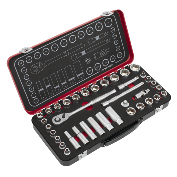 Sealey | Premier Platinum Metric/Imperial Socket Set 3/8"Sq Drive 37pc - AK7923