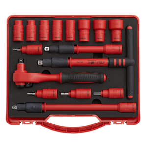 Insulated Socket Set 16pc 3/8"Sq Drive 6pt WallDrive® VDE Approved - AK7940 - Farming Parts