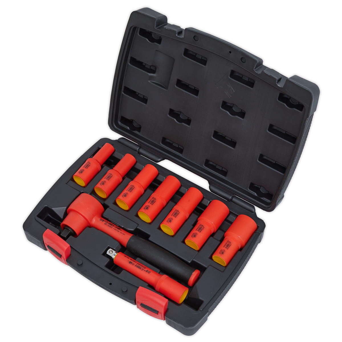 Insulated Socket Set 9pc 3/8"Sq Drive 6pt WallDrive® VDE Approved - AK7942 - Farming Parts