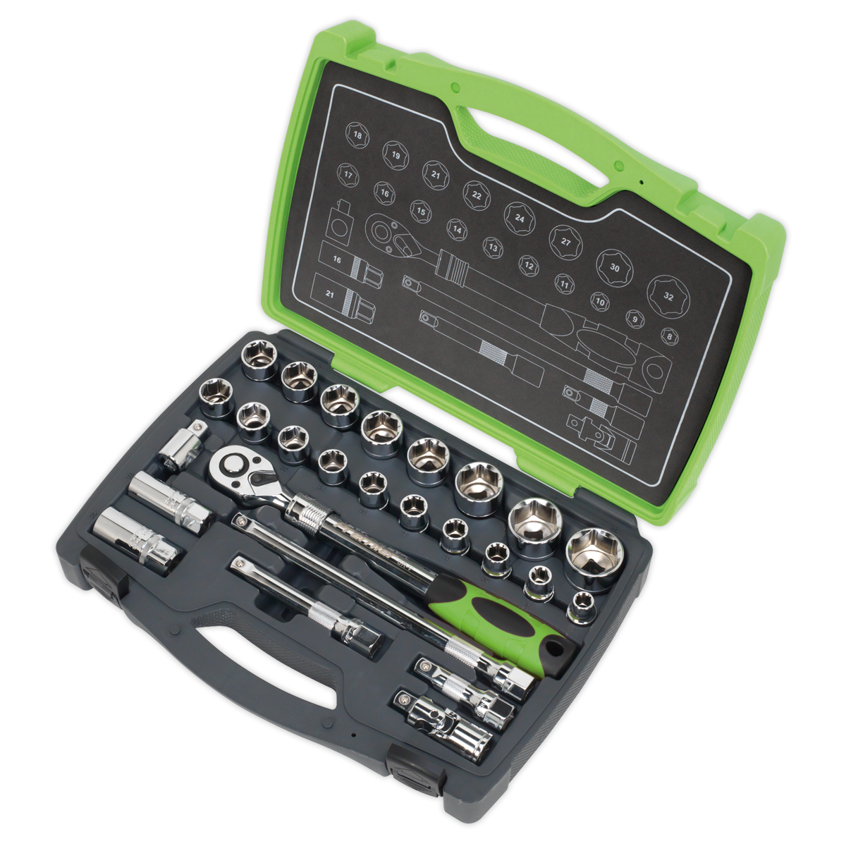 Socket Set 26pc 1/2"Sq Drive 6pt WallDrive® Metric - AK7961 - Farming Parts