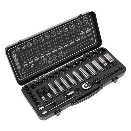 Socket Set 34pc 3/8"Sq Drive WallDrive® Metric Black Series - AK7971 - Farming Parts