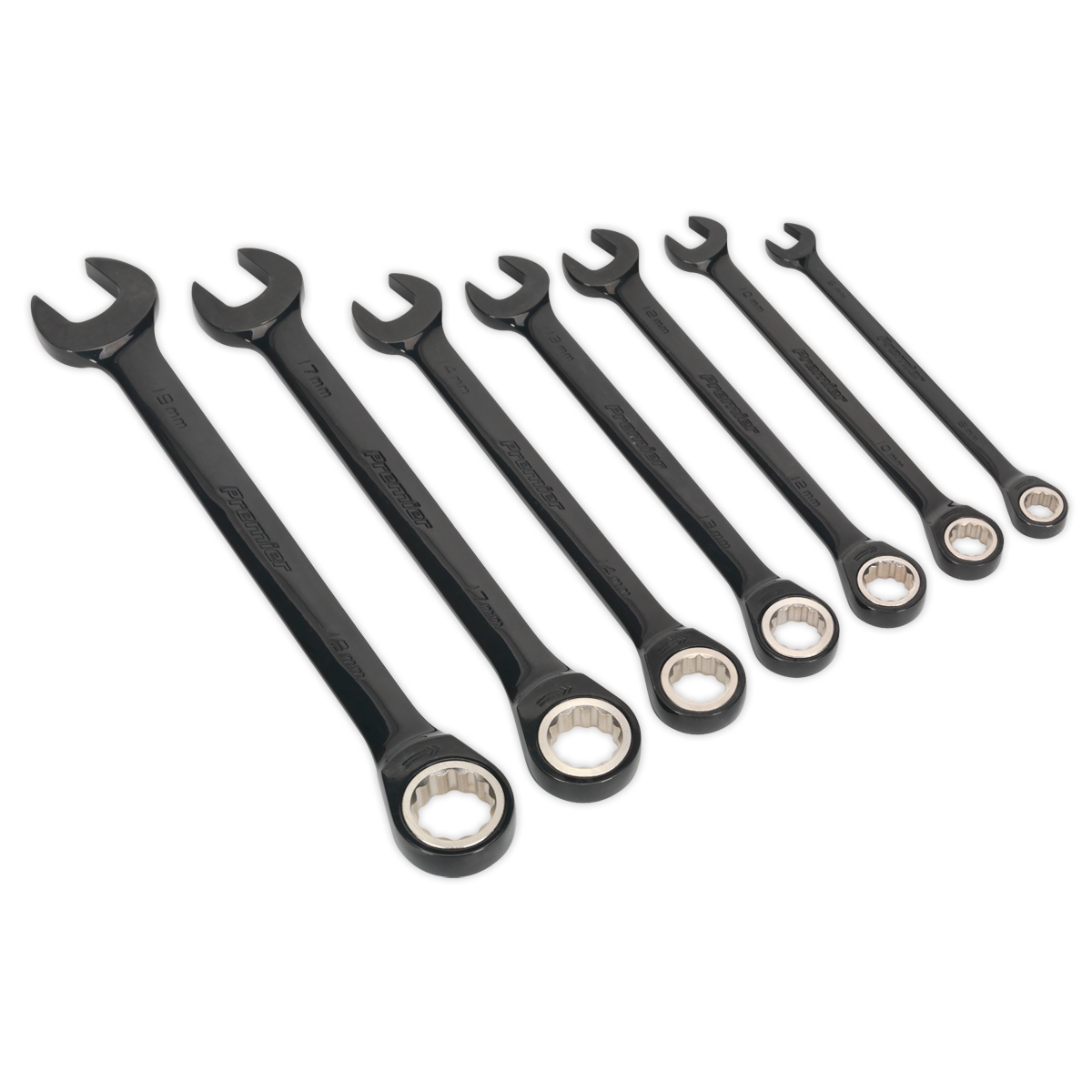 Combination Ratchet Spanner Set 7pc Black Series Metric - AK7978 - Farming Parts