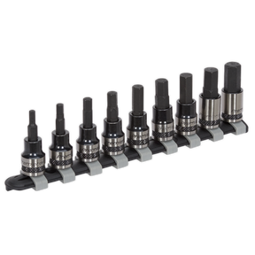 Hex Key Socket Bit Set 9pc 3/8"Sq Drive Metric Black - AK7986 - Farming Parts