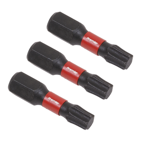 A set of three Sealey TRX-Star* T27 Impact Power Tool Bits 25mm (model AK8219), designed for impact grade power tools and made from high quality S2 steel, arranged side by side.