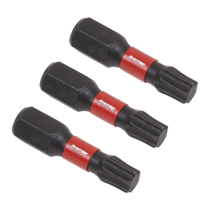 A set of three Sealey TRX-Star* T27 Impact Power Tool Bits 25mm (model AK8219), designed for impact grade power tools and made from high quality S2 steel, arranged side by side.