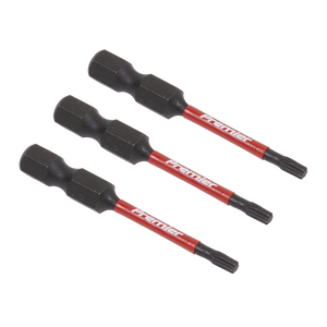 Three TRX-Star* T10 Impact Power Tool Bits, each 50mm in length and branded "Sealey," are lined up horizontally against a white background.