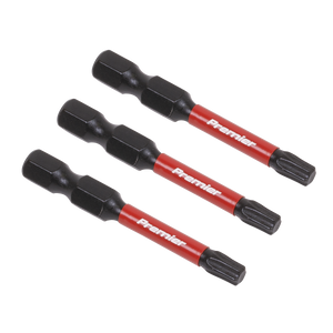 Three TRX-Star* T25 Impact Power Tool Bits 50mm from Sealey, arranged horizontally on a white background, ideal for professional use.