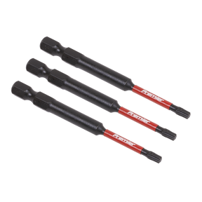 Three Sealey TRX-Star* T15 Impact Power Tool Bits, featuring hexagonal shanks and star-shaped tips, are arranged side by side on a white background.