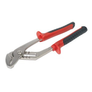 Introducing the Sealey Water Pump Pliers 250mm - AK8520, featuring red and black ergonomic handles that guarantee durability and comfort for all your tough tasks.