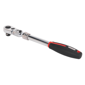 A Sealey Ratchet Wrench 1/2"Sq Drive Flexi-Head Extendable Platinum Series - AK8984, featuring a 72-tooth ratchet action with a black and red handle.