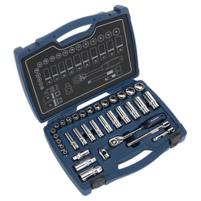 Socket Set 34pc 3/8"Sq Drive 6pt WallDrive® Metric - AK8991 - Farming Parts
