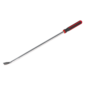 The Sealey Pry Bar 900mm 25° Heavy-Duty with Hammer Cap (AK9104) features a red and black soft grip handle designed for professional use.